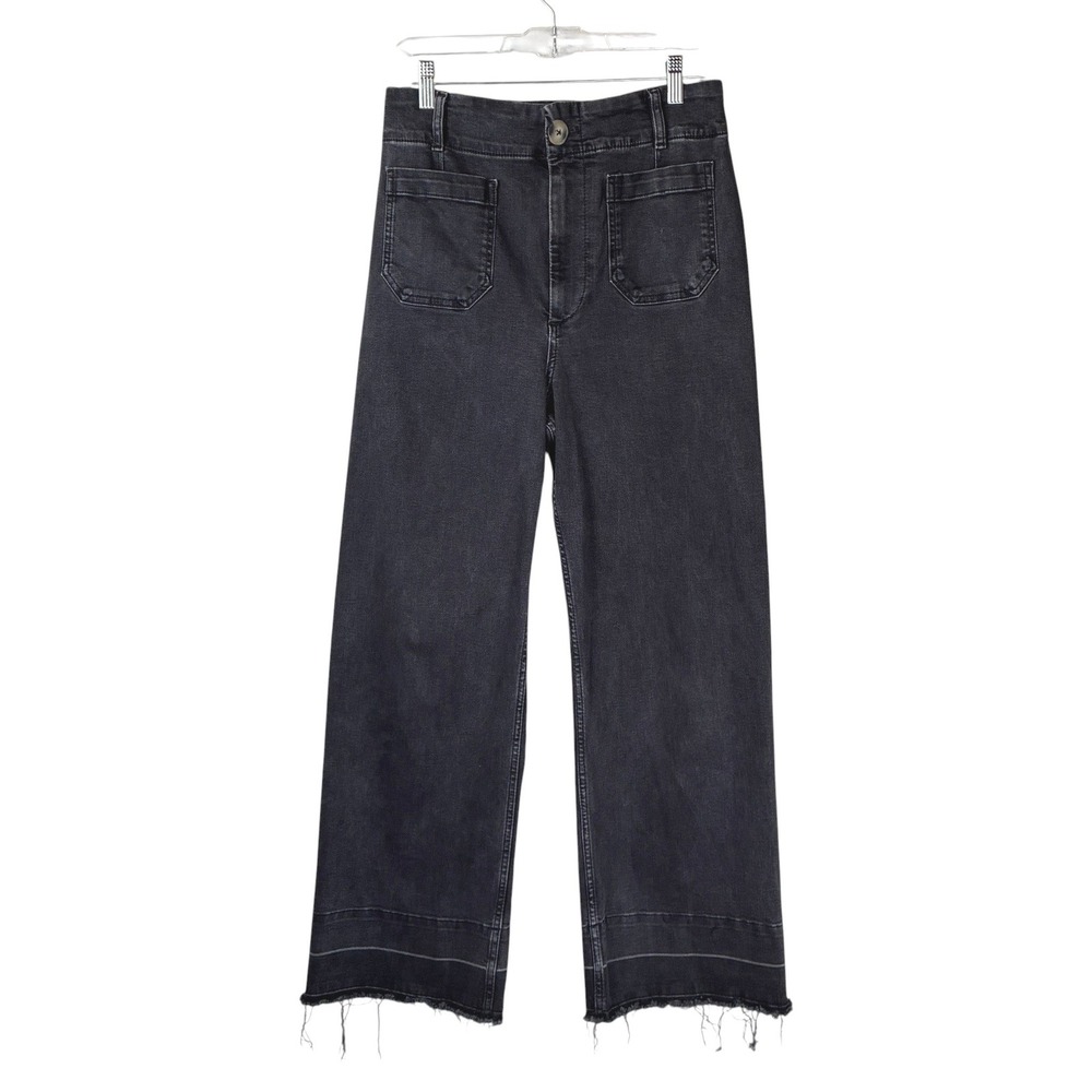 Anthropologie Pilcro Skipper Wide Leg Patch Pocket Jeans Size 30 Black